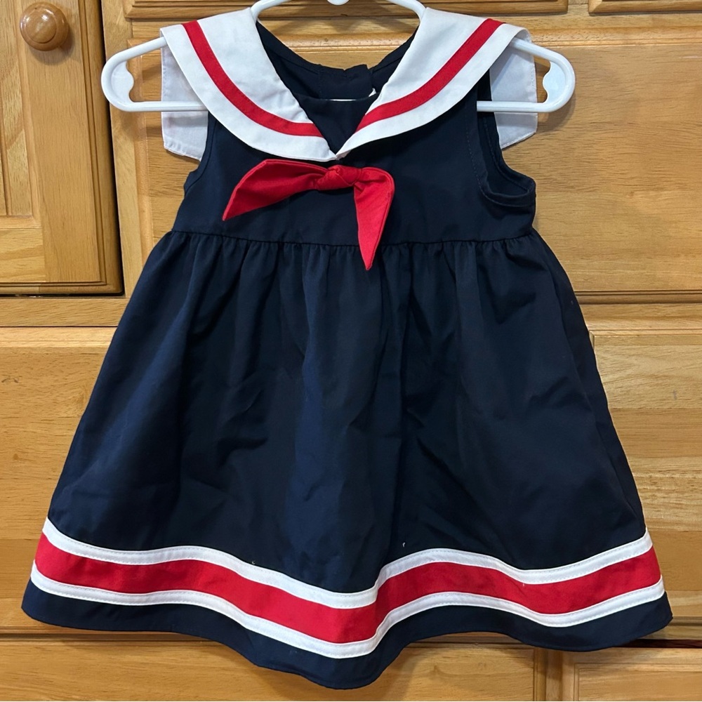Starting Out Red, White & Blue Sailor Dress Size 12 Months